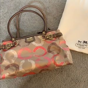 Coach Purse - Coral and Gold
